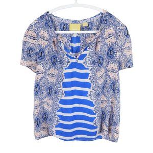 LAST CALL ⭐ ANTHROPOLOGIE ⭐ MAEVE Archivist Top/Blouse Size M 🩷🩵SILK🩵🩷